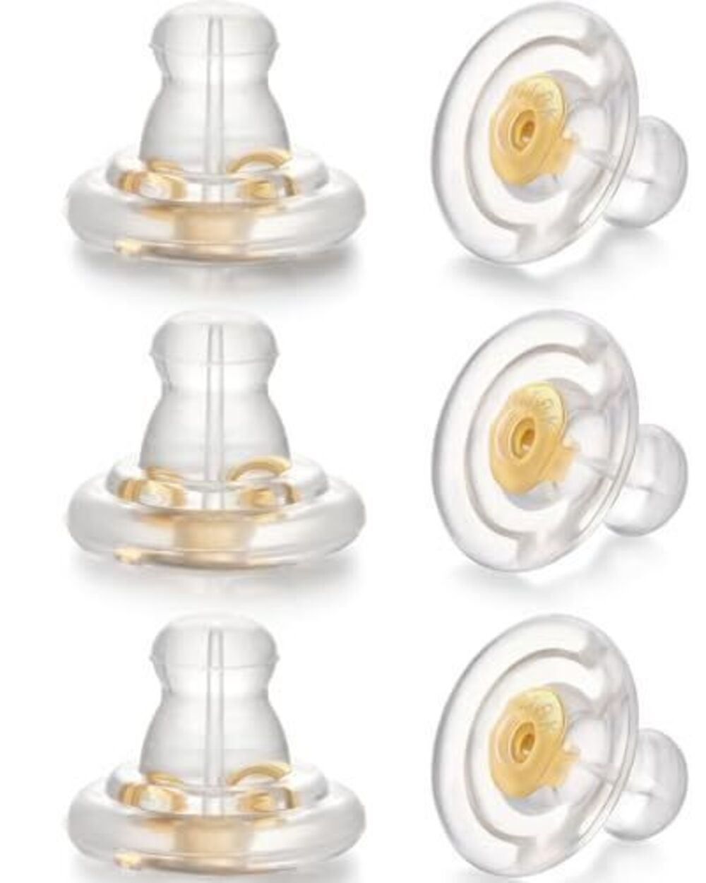 4690 Silicone Earring Backs, 6pcs 18K Gold Silicone Earring Backs